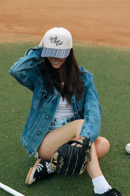 Sports Mom Club Black Striped Hat