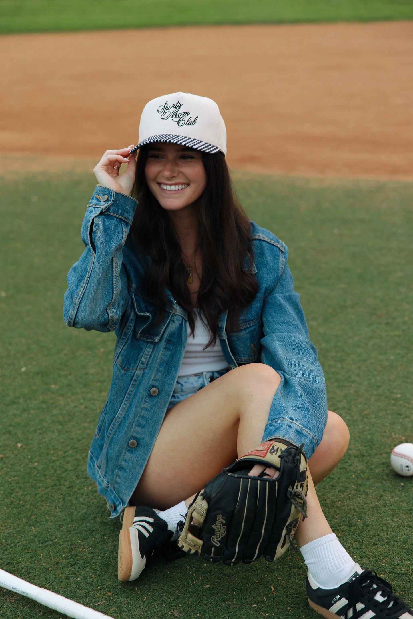 Sports Mom Club Black Striped Hat