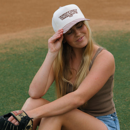 I Wonder If There Is A Pretzel Out There Thinking About Me Too Brown Stripe Hat