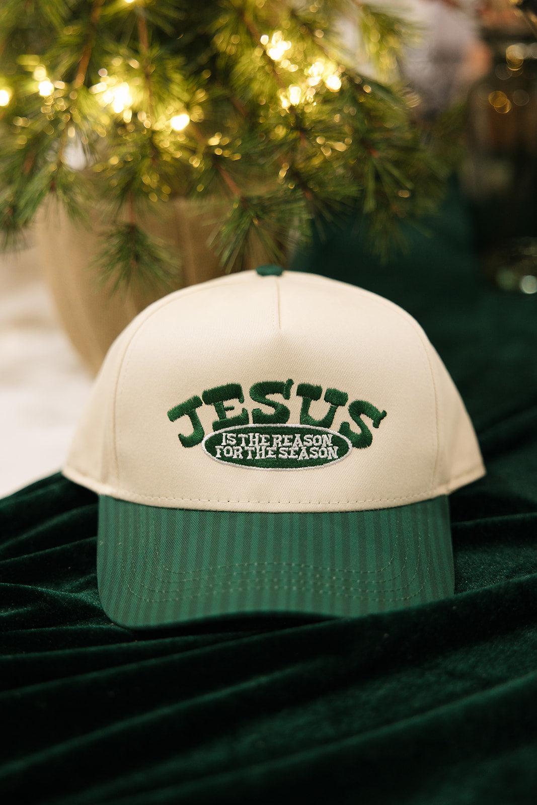 Jesus Is The Reason For The Season Green Striped Hat