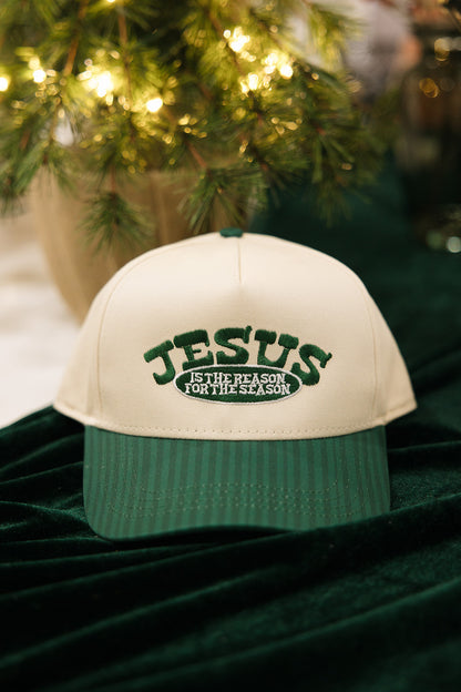 Jesus Is The Reason For The Season Green Striped Hat