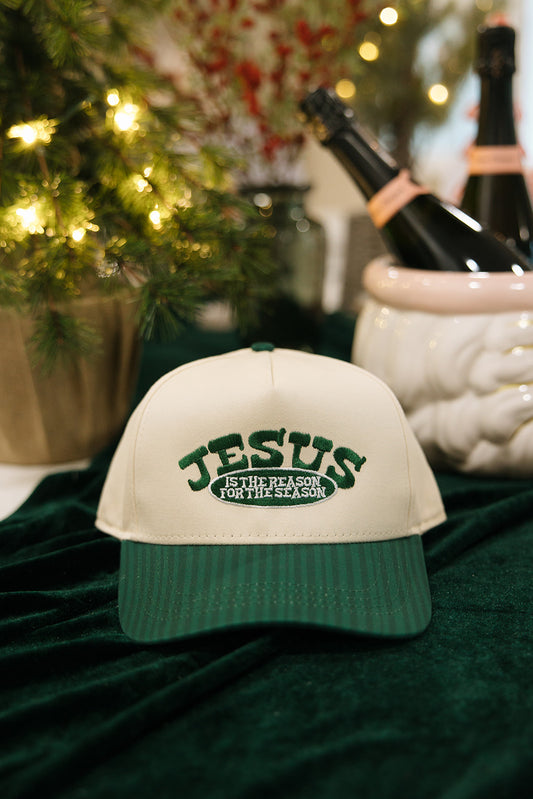Jesus Is The Reason For The Season Green Striped Hat