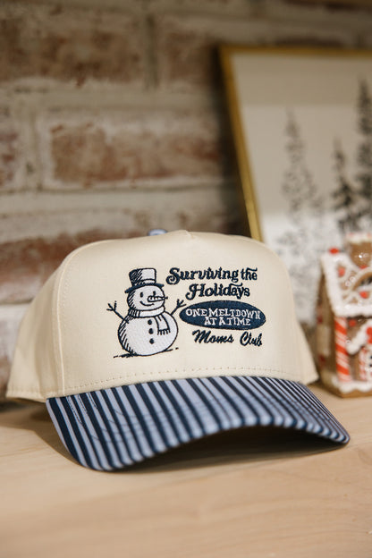 Surviving The Holidays One Meltdown At A Time Blue Striped Hat - Snowman Hat
