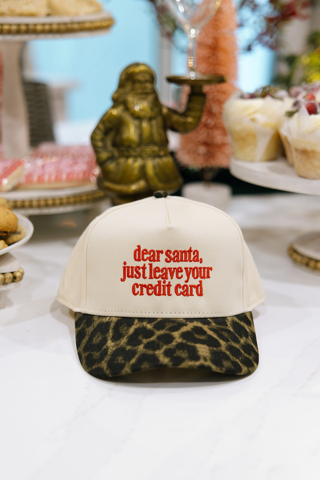 Dear Santa Just Leave Your Credit Card Leopard Hat