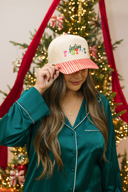 Feeling Festive Pink Striped Hat