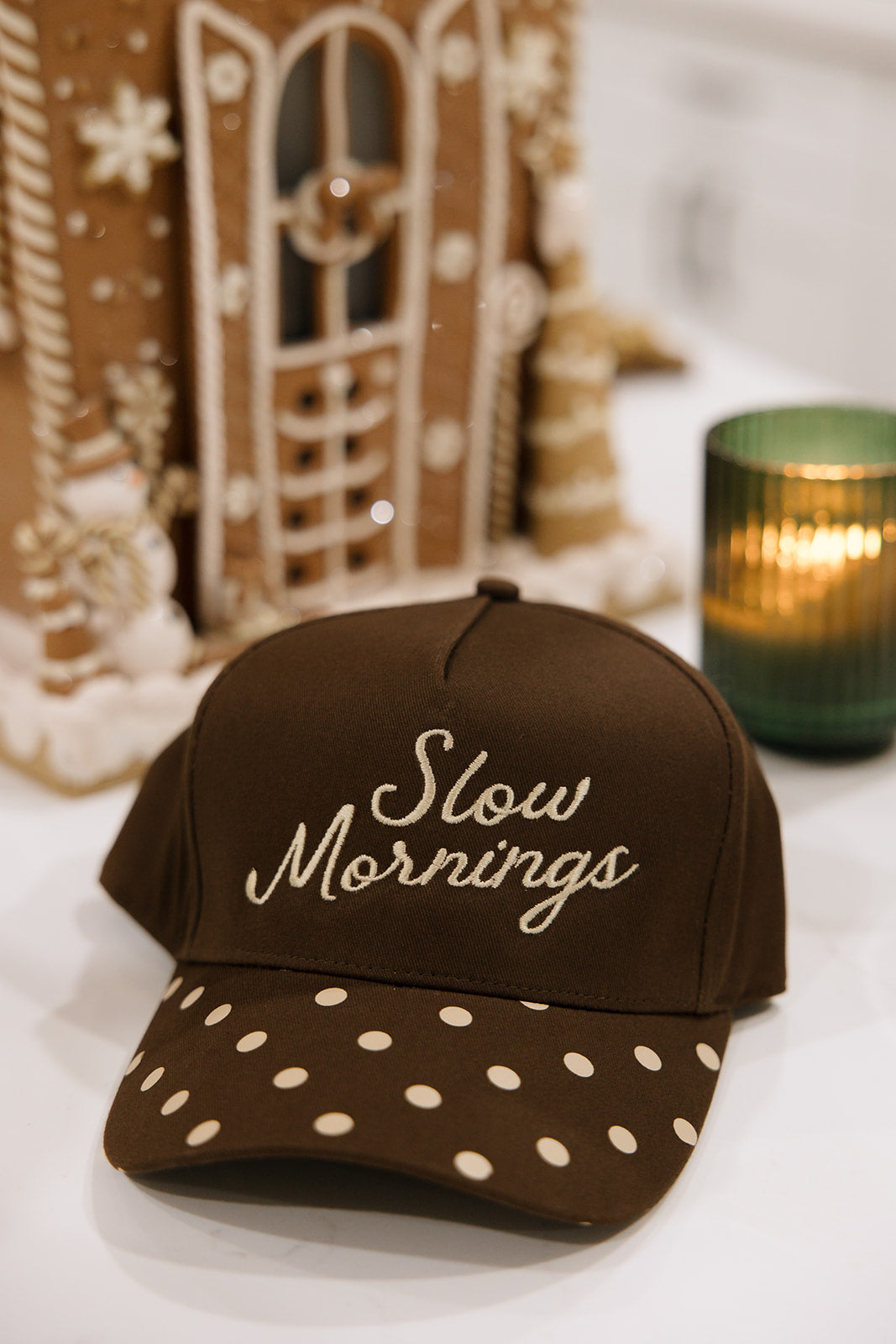 Slow Mornings Brown Hat Cream Polka Dots