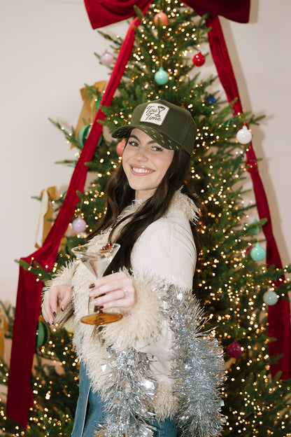 Tini Time Olive Green Polka Dot Patch Hat