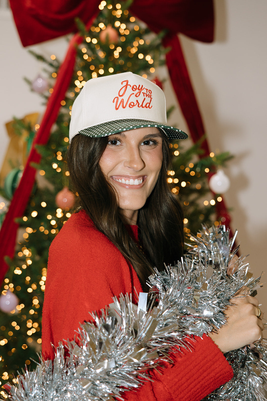 Joy To The World Dark Green Polka Dot Hat