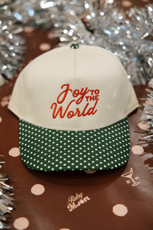 Joy To The World Dark Green Polka Dot Hat