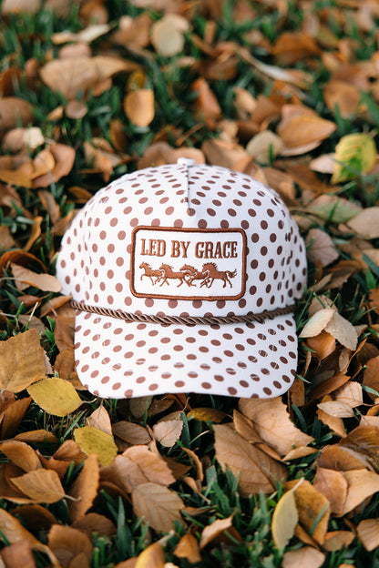 Led By Grace Cream & Brown Polka Dot Patch Hat Fall Collection