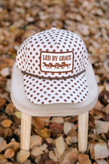 Led By Grace Cream & Brown Polka Dot Patch Hat Fall Collection