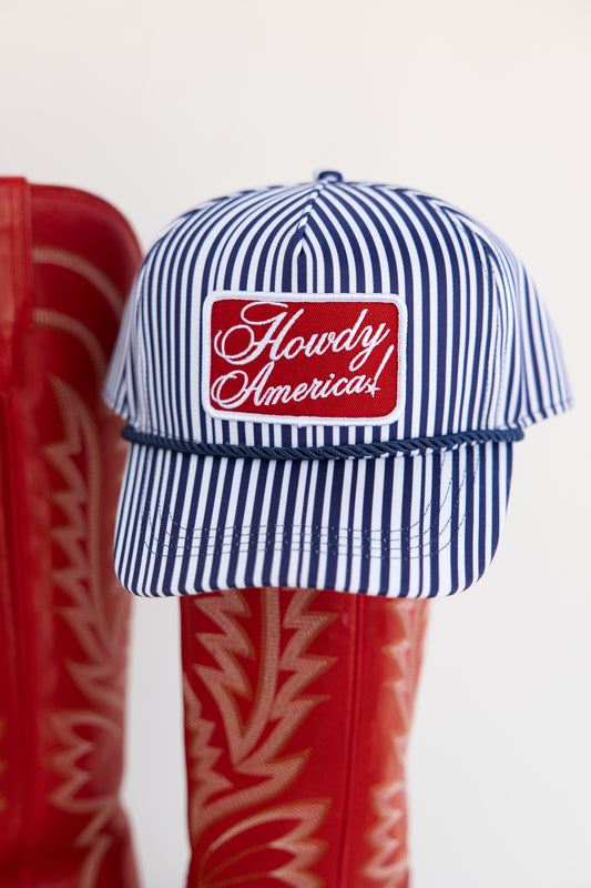 Howdy America Blue Striped Patch Hat