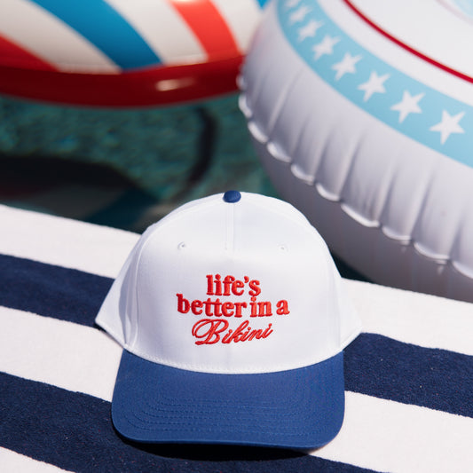 Life's Better In A Bikini Royal/White Hat