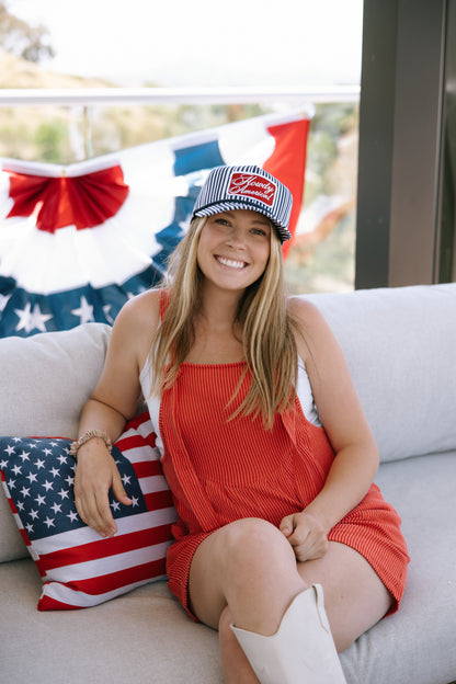 Howdy America Blue Striped Patch Hat