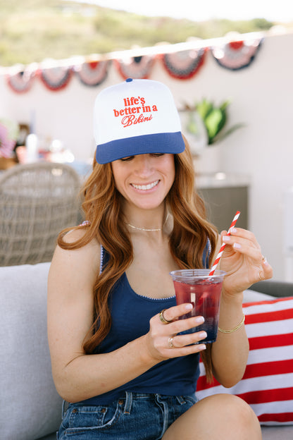 Life's Better In A Bikini Royal/White Hat