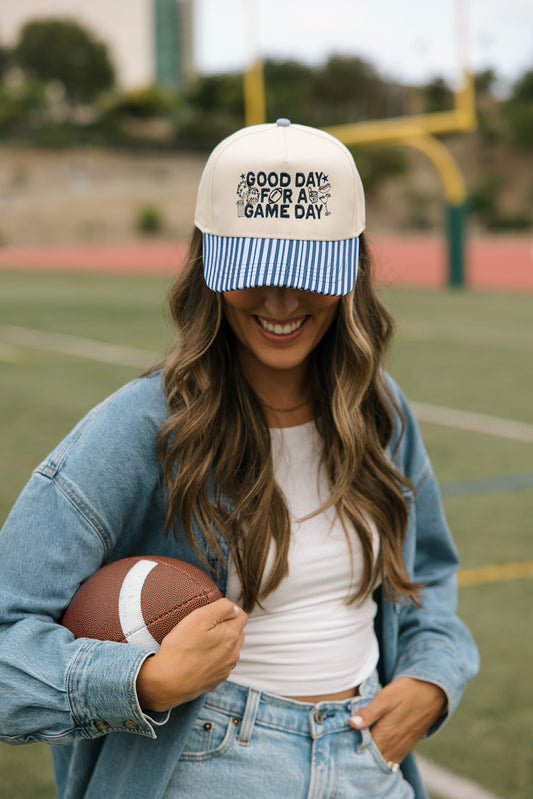Good Day For A Game Day- Striped Bill Hat