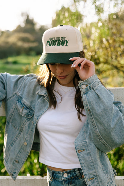 I Don't Need Luck Cowboy- Embroidered Trucker Hat